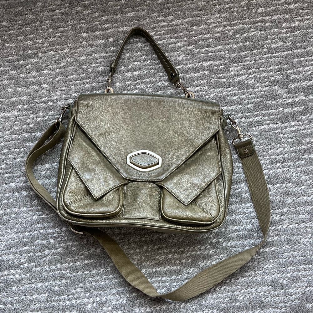 Olive Green Alexis Hudson genuine leather crossbody.